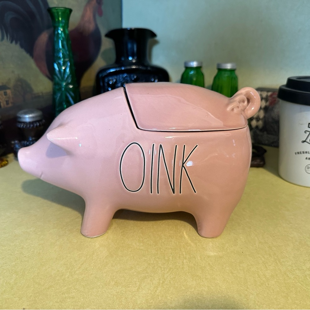 Rae Dunn Pink Ceramic Pig Container